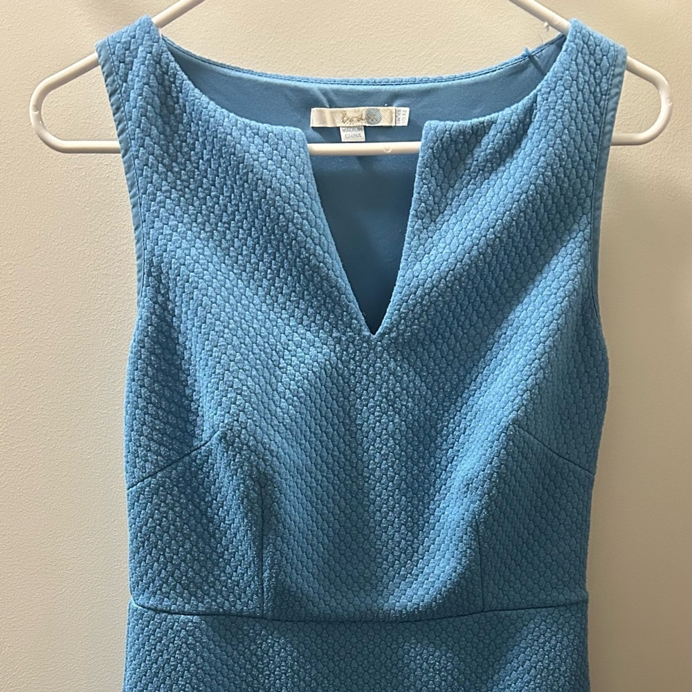 Boden Quilted Sheath Dress Blue Sleeveless Retro Wh895 Women 6L